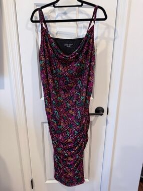 Ava & Viv Floral Cowl-Neck Slip Dress in Multicolor